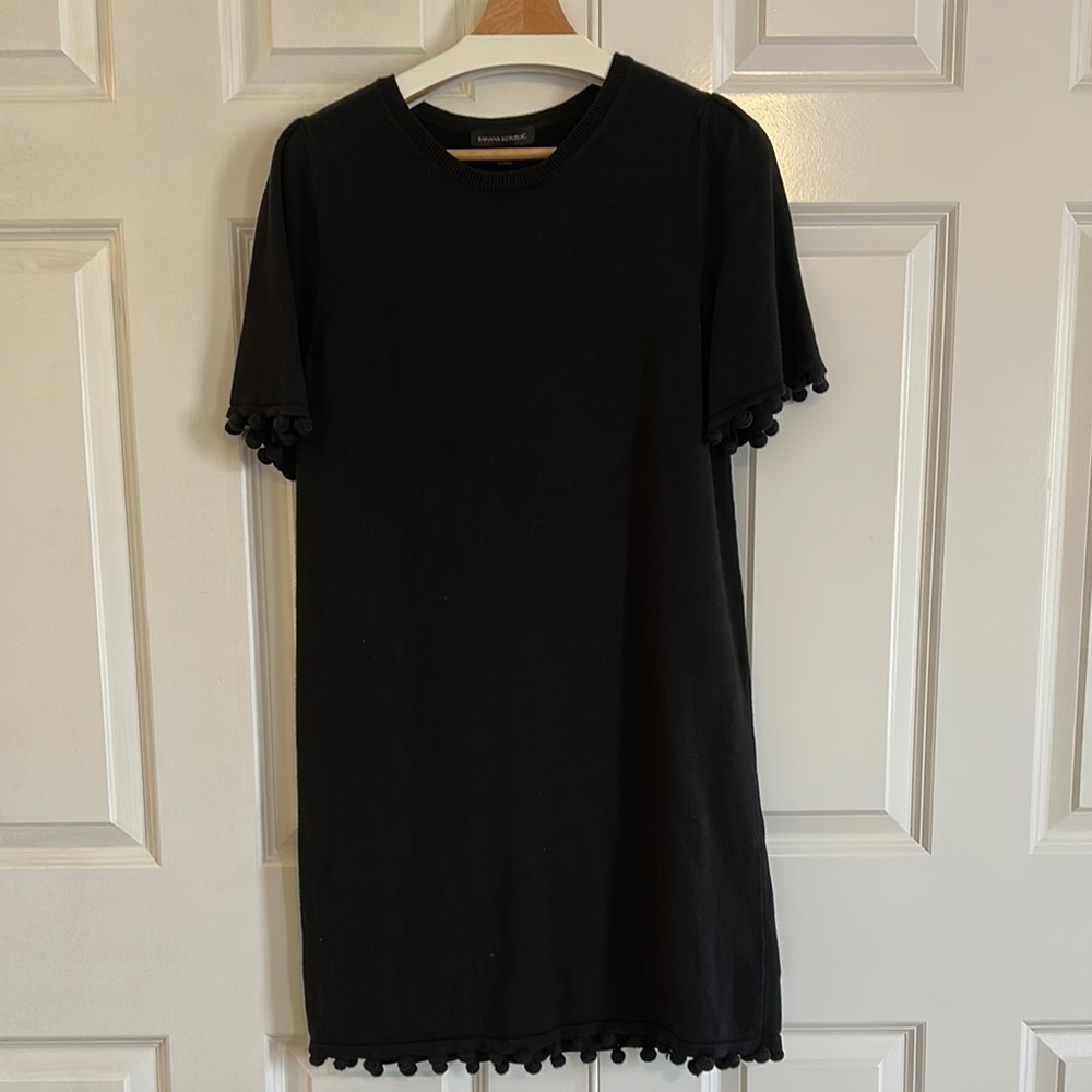 Banana Republic Black Pom-Pom Trim Dress